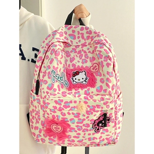 哈喽kitty书包初中女生高中生大容量可爱卡通日系小众粉色双肩包