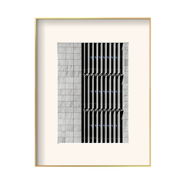 黑白灰建筑风格装饰画北欧轻奢个性挂画设计师酒店售楼处展厅壁画图片