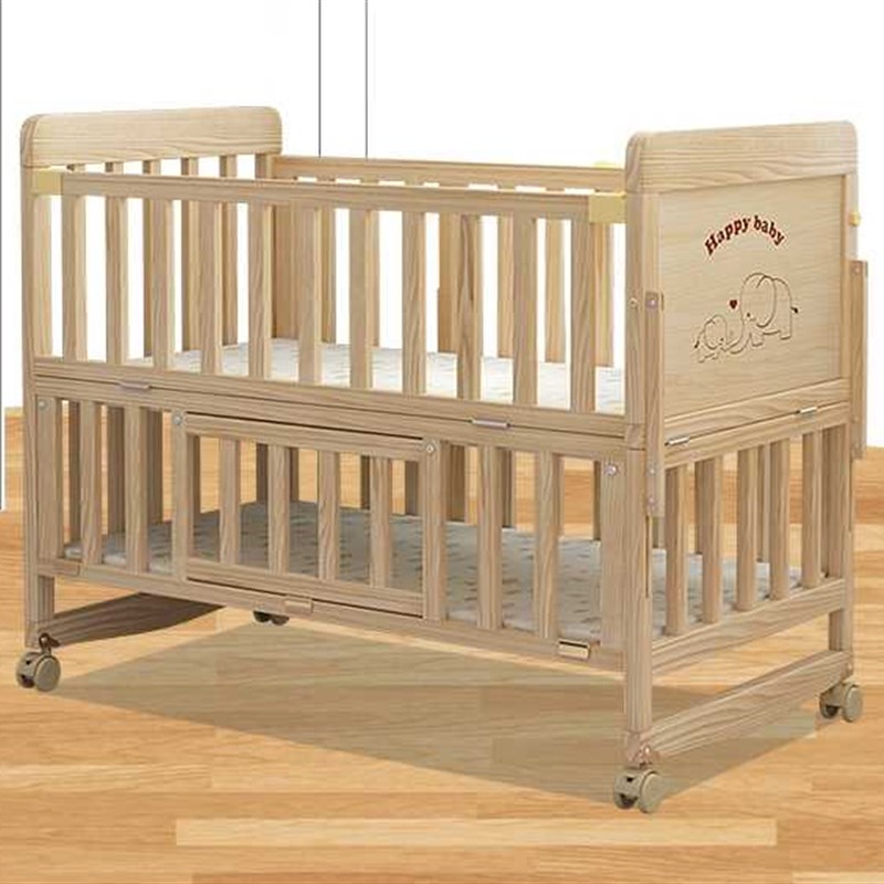A18多功能实木婴儿床可变书桌摇篮床拼接大床新生宝宝床移动儿童
