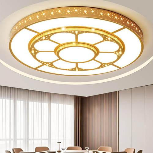 新款客厅灯2025金色花朵大圆灯轻奢大厅主灯简约现代大尺寸吸顶灯