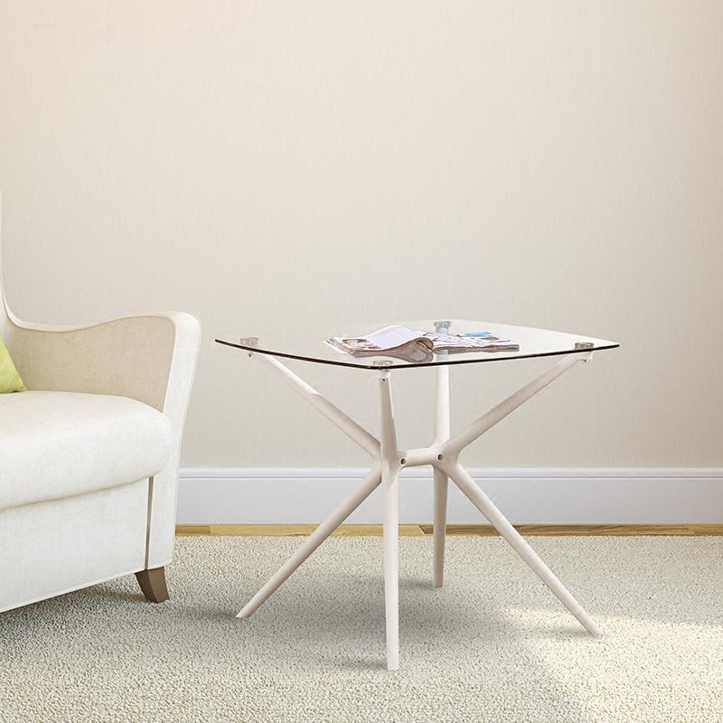 简约接待洽谈会客桌椅组合户外钢化玻璃桌咖啡厅休闲桌正方形桌子