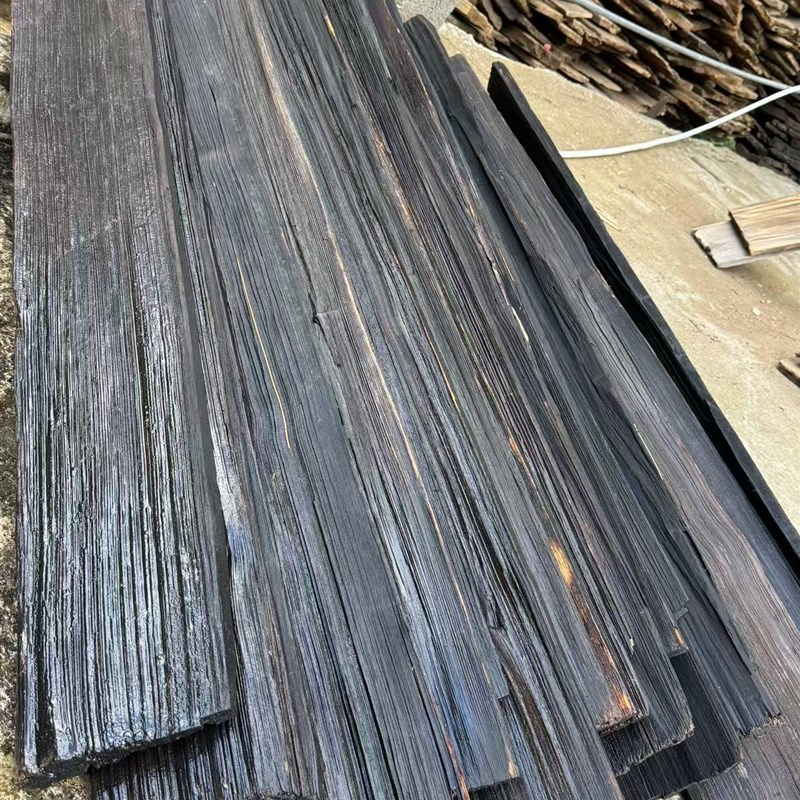 复古老杉木旧木板门头招牌户外y木瓦片风化老木板餐饮民宿屋檐装