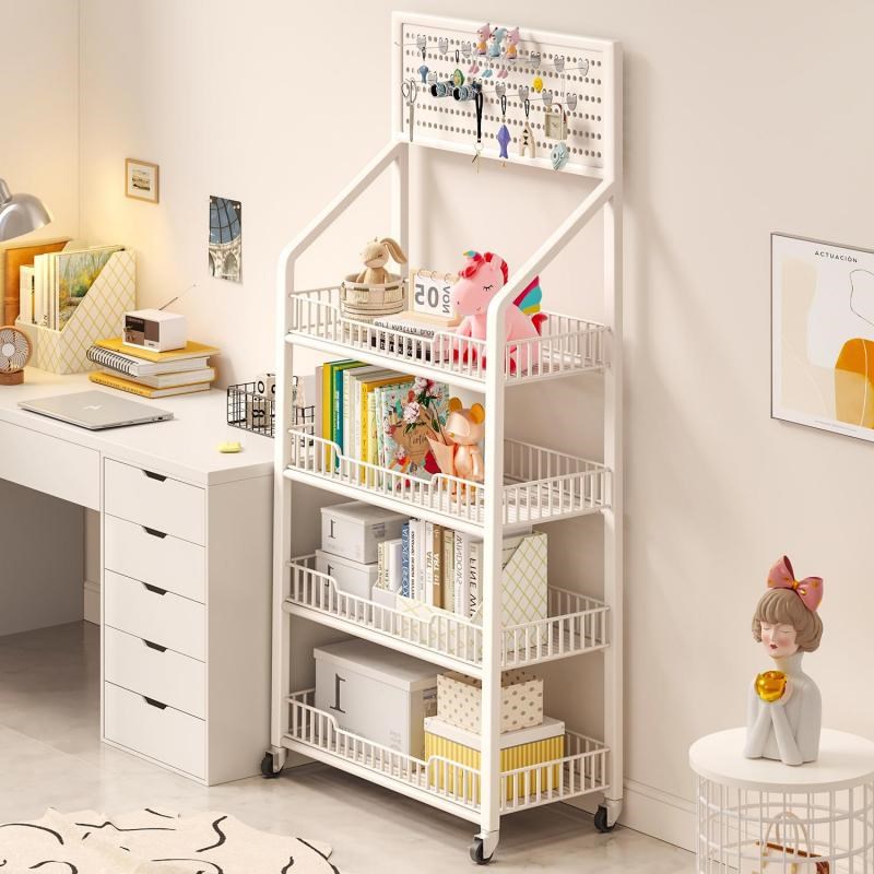 洞洞板书架可移动落n地置物架家用学生书本收纳层架客厅多层收纳
