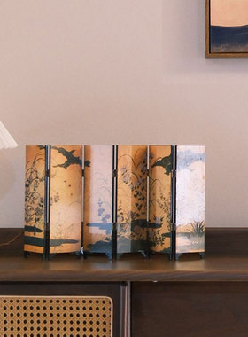 新中式桌面小屏风摆件书t房玄关工艺品挡板隔断复古创意家居摆设