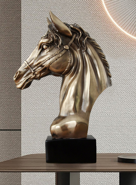 创意马头摆件仿铜树脂装r饰品冷铸铜工艺品欧式复古风别墅酒店软