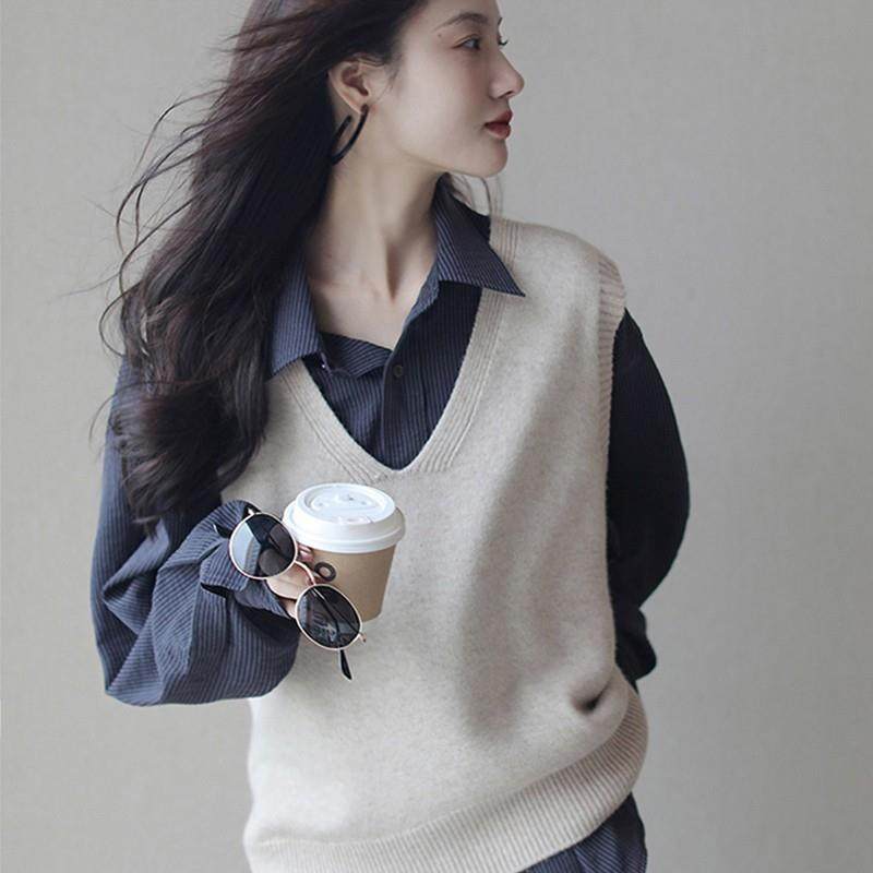 秋冬新款通勤宽松慵懒风精致感廓形羊毛衫衬衣条纹衬衫打底女士,女装/女士精品,衬衫,淘宝优惠券,粉丝福利购,淘宝优惠卷