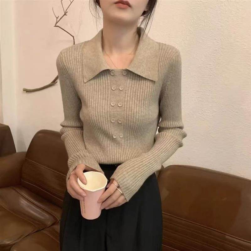 2025新款设计感内搭毛衣女上衣秋冬高级感修身针织衫polo领打底衫,女装/女士精品,POLO衫,淘宝优惠券,粉丝福利购,淘宝优惠卷