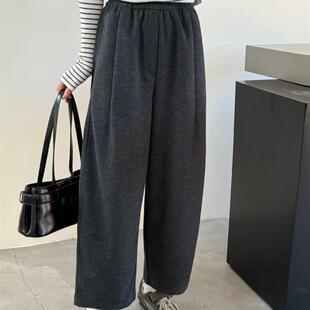 2025秋冬新款高腰宽松显瘦休闲裤女小个子九分仿羊绒奶奶裤子