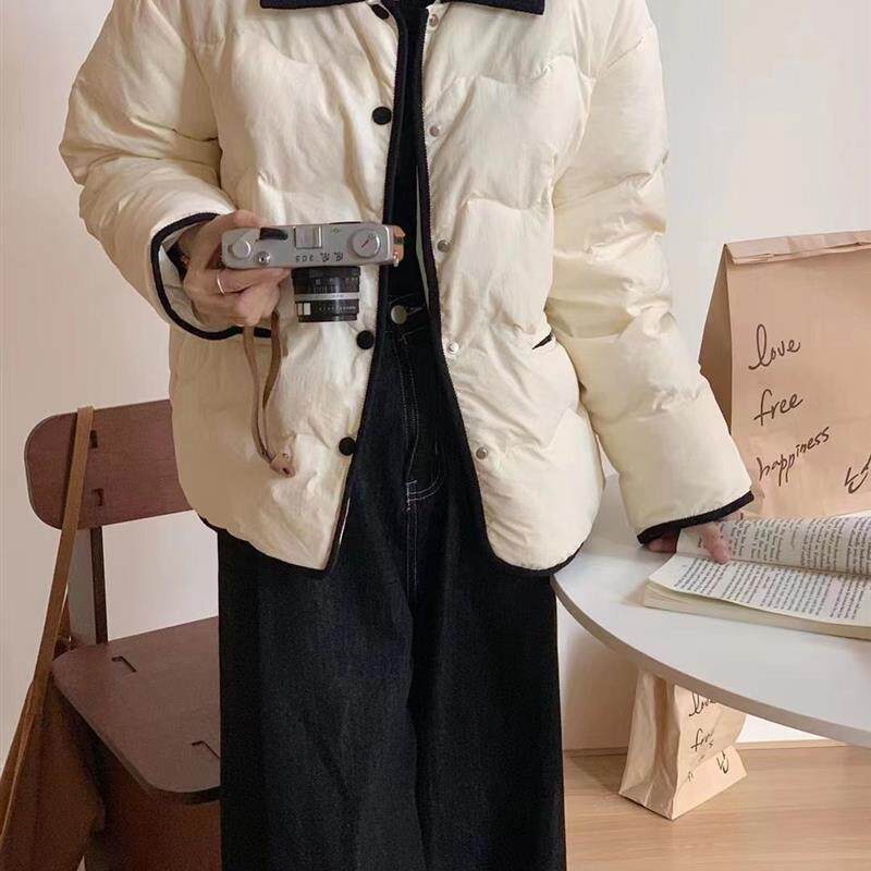 2025年棉服女短款保暖外套灯芯绒棉衣拼接冬季棉袄小香风轻薄新款