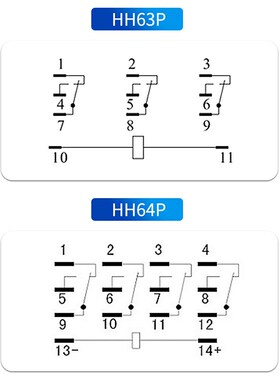 中间继电器220v交流12vHH63PHH64P宽11脚继电器带底座宽14脚直流