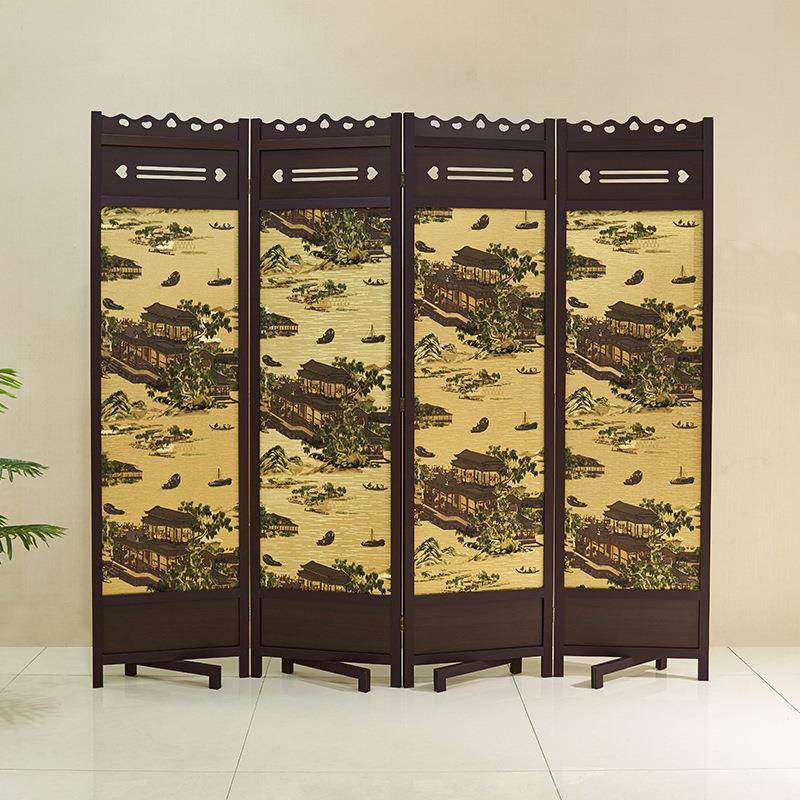 现货仿古中式木质屏风办公室客厅隔断酒店屏风玄关可移动折叠屏风