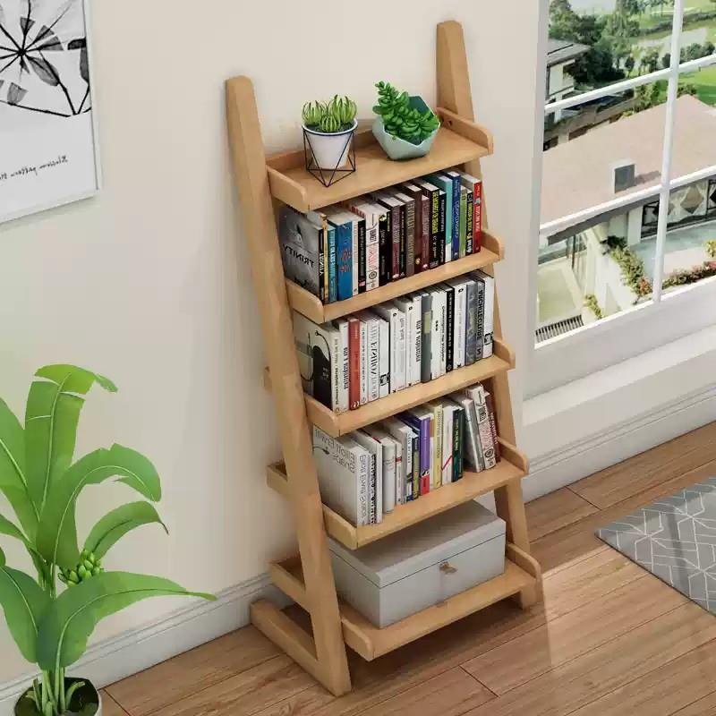 实木书架简易阳台多层置物架落地客厅花架儿童卧室床头储物收纳柜