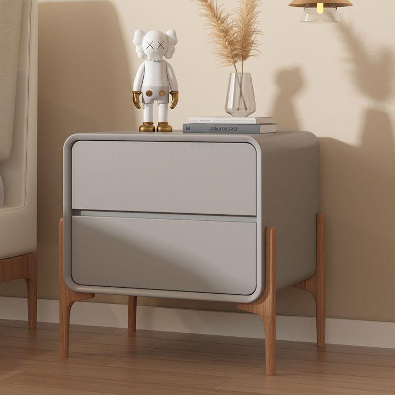轻奢床头柜小型实木简约现代极简意式床边柜家用卧室皮质储物柜子