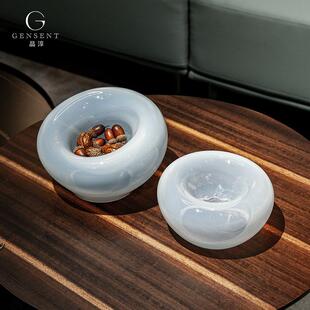 水果盘家用时尚高颜值现代艺术装饰干果盘极简泥色收纳摆件