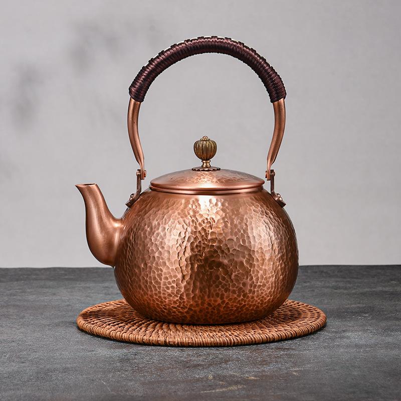 紫铜壶烧水壶煮茶壶手工纯紫铜茶壶红铜家用沏茶壶围炉煮茶提梁壶