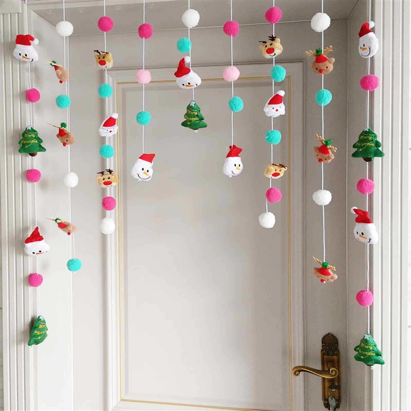 新款圣诞节装饰雪人与圣诞老人圣诞吉祥帽装饰帘U卧室家居门门帘