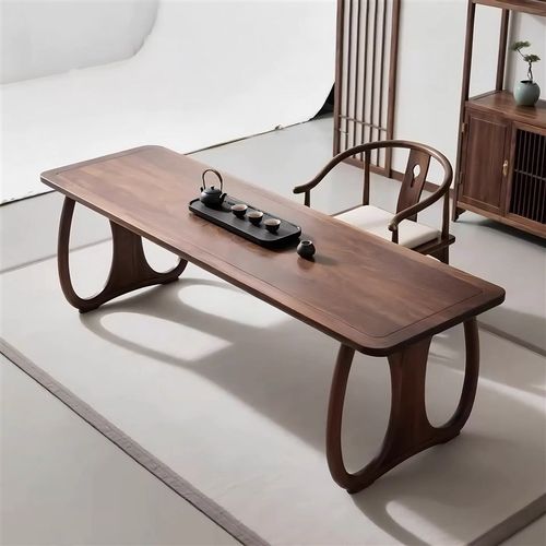 新中式北美黑胡桃木茶桌新款高端简约家用客厅办T公实木茶桌家具