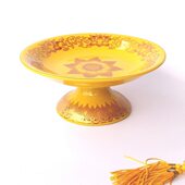 帝无供盘莲花金黄供具陶瓷供佛黄 7寸果盘套装 字 包邮