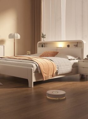 风白色实木床.1.5双人1.8米1.2奶油高箱储物床现代简约小户型351m