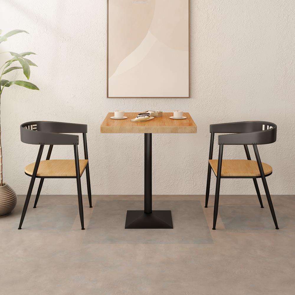 咖啡馆小方桌正方形铁艺实木餐桌商用员工餐厅小吃店桌椅组合1016