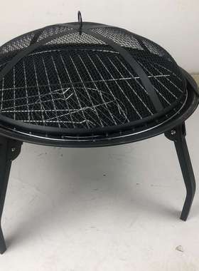 户外新款折叠脚便携式圆火盆取暖炉firepit烧烤炉取暖烧烤两用炉