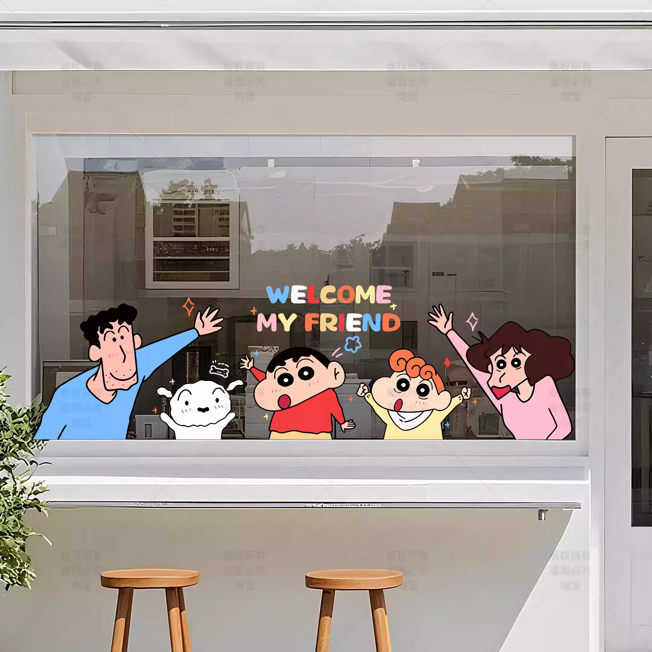 蜡笔小新欢迎光临装饰玻璃贴纸