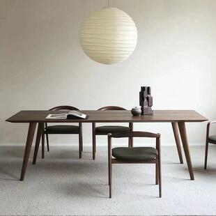 北欧全实木餐桌极简办公桌洽谈桌原木书桌工作台意式长方形饭桌