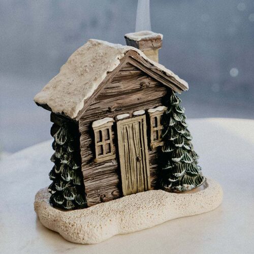 圣诞烟囱树脂雪冬小屋香炉香薰 LogCabinIncenseBurner 装饰摆件