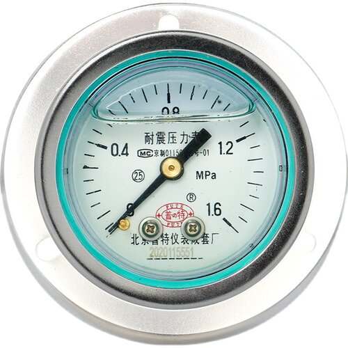 YN-60ZT耐震压力表轴向带边面板安装冷库机组专用抗震表0-1.6MPa
