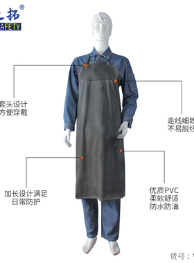 2022新款加厚加长防水防油污透明围裙食堂水产菜市场耐用挂肩围兜