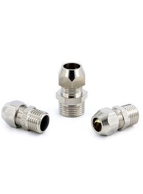 卡套接头 铜管接头PC8-02/6-01/10-03分油管螺纹直通 卡套PC接头