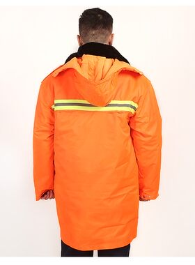 防雨环卫服棉衣橘色带反光条冬季工作服棉袄防水棉大衣雨衣可脱卸