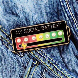 Funny Social Mood Brooch Pin for 7Days创意电池能量指示器胸针