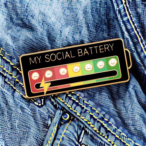 Funny Social Mood Brooch Pin for 7Days创意电池能量指示器胸针