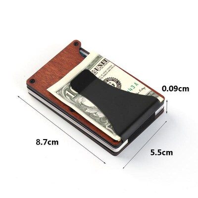 实木RFID铝合金碳纤维信用卡盒 rfid blocking大容量钱夹信用夹