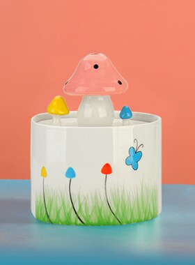 陶瓷蘑菇小型喷泉循环水家居客厅招财流水摆件办公室桌面开业礼品