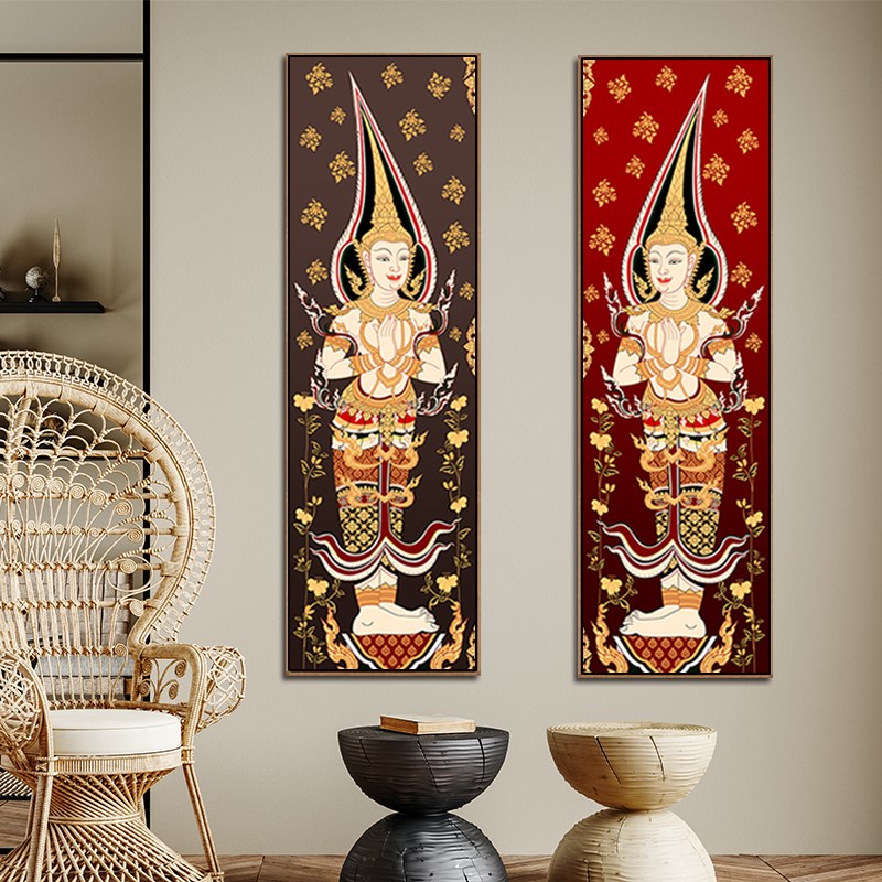 异丽东南亚风格装饰画餐厅壁画泰式会所酒店客厅玄关走廊轻奢晶瓷图片