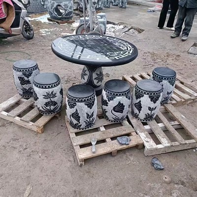 青石石雕石桌石凳庭院花园室外石桌子椅青石石桌圆桌子家用户外