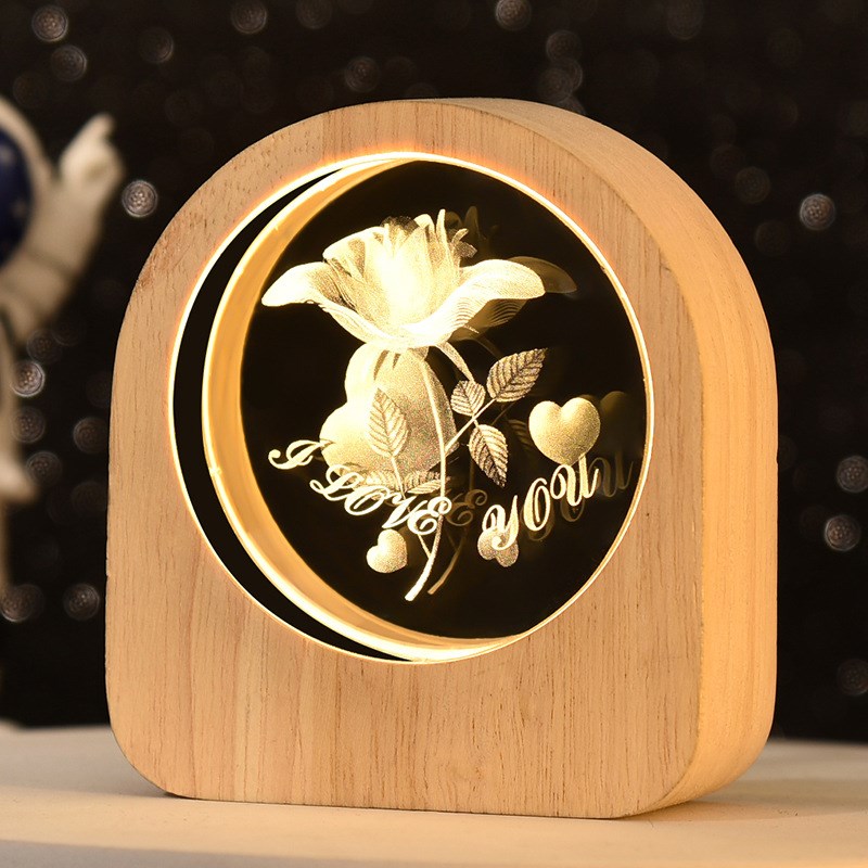 发光水晶球摆件3d内雕周年纪念品B超照片定制刻字小夜灯伴手礼物