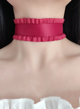 气质颈链宽边遮颈纹脖子装饰挡脖子疤痕颈部饰品荷V叶边脖链脖圈