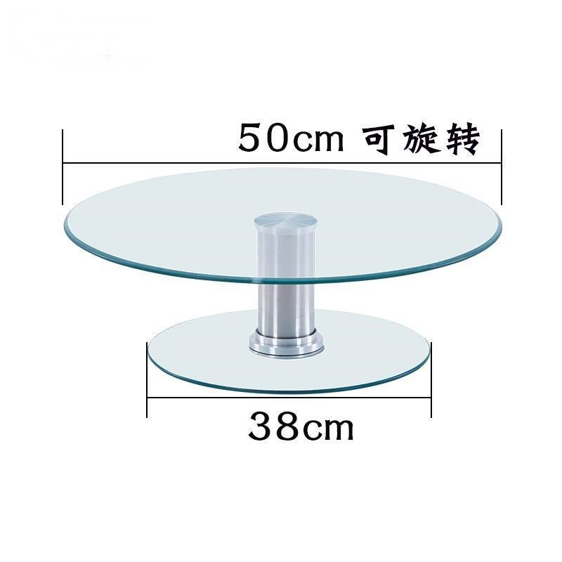 台酒店加高餐桌转盘二双层酒水家用转展示台钢P化玻璃架圆桌层简