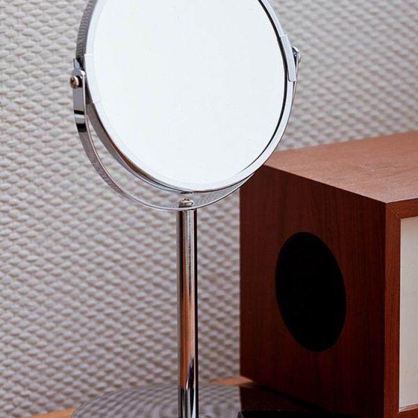 女面梳妆镜可书桌立镜简约化妆镜台式旋转镜子白色学生宿舍公主