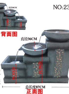 新中式庭院装饰水k景观摆件加湿器阳台鱼池假山流水喷泉室内外造