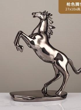 轻奢骏马办c公室摆件高档桌面装饰书房书柜工艺品马到成功开业礼