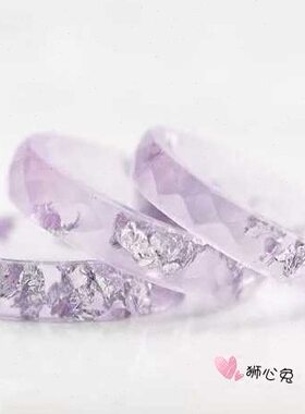 菱角兔片面 熏箔戒指 淡草切面面手工制作心刻衣银狮 女戒指紫色