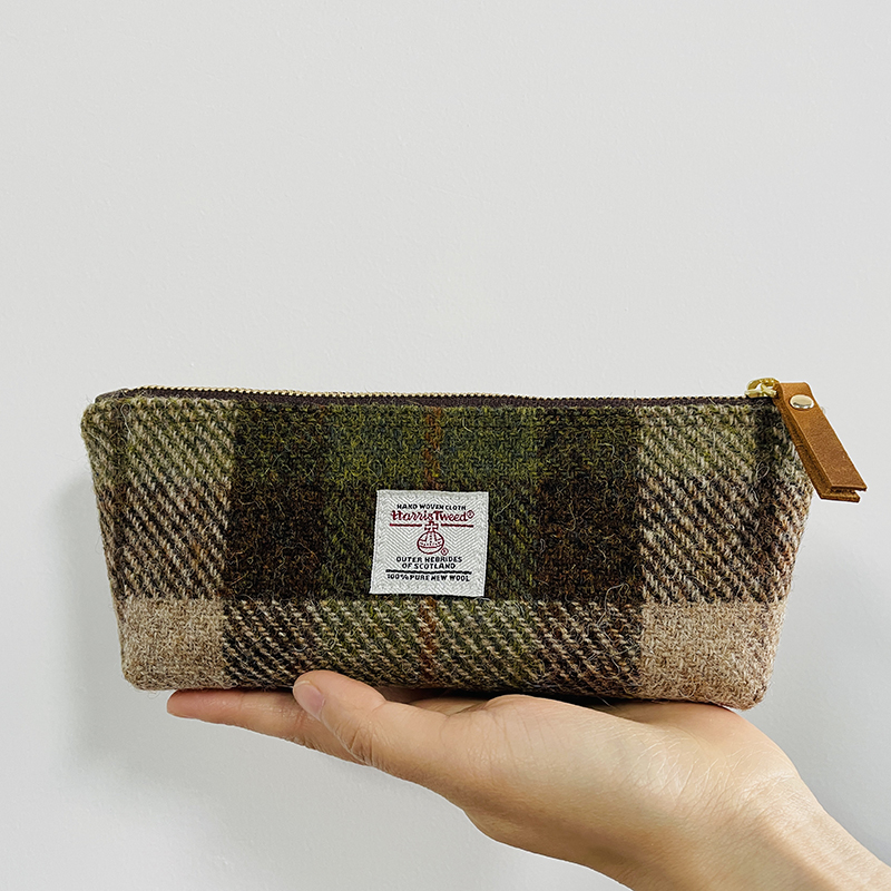 哈里斯粗花呢创意三角笔袋文具杂物小收纳包O布艺大容量便携文具