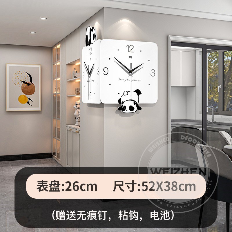 轻奢高级感e双面转角钟表挂钟客厅2025新款简约现代家用创意时钟