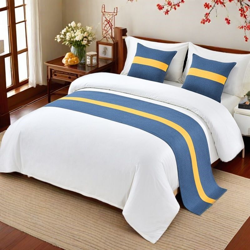 2024新款五星级高级轻s奢民宿抱枕酒店宾馆专用床旗床尾巾防脏床