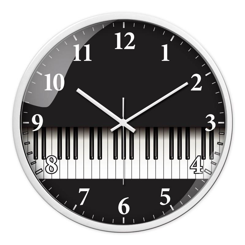 创意钢琴培训班挂钟音乐课室乐器兴趣班装饰静Q音时钟卧室个性挂