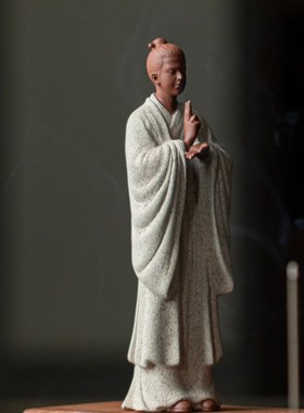 国风小道士摆f件禅意紫砂人物工艺品新中式茶室博古架桌面装饰摆